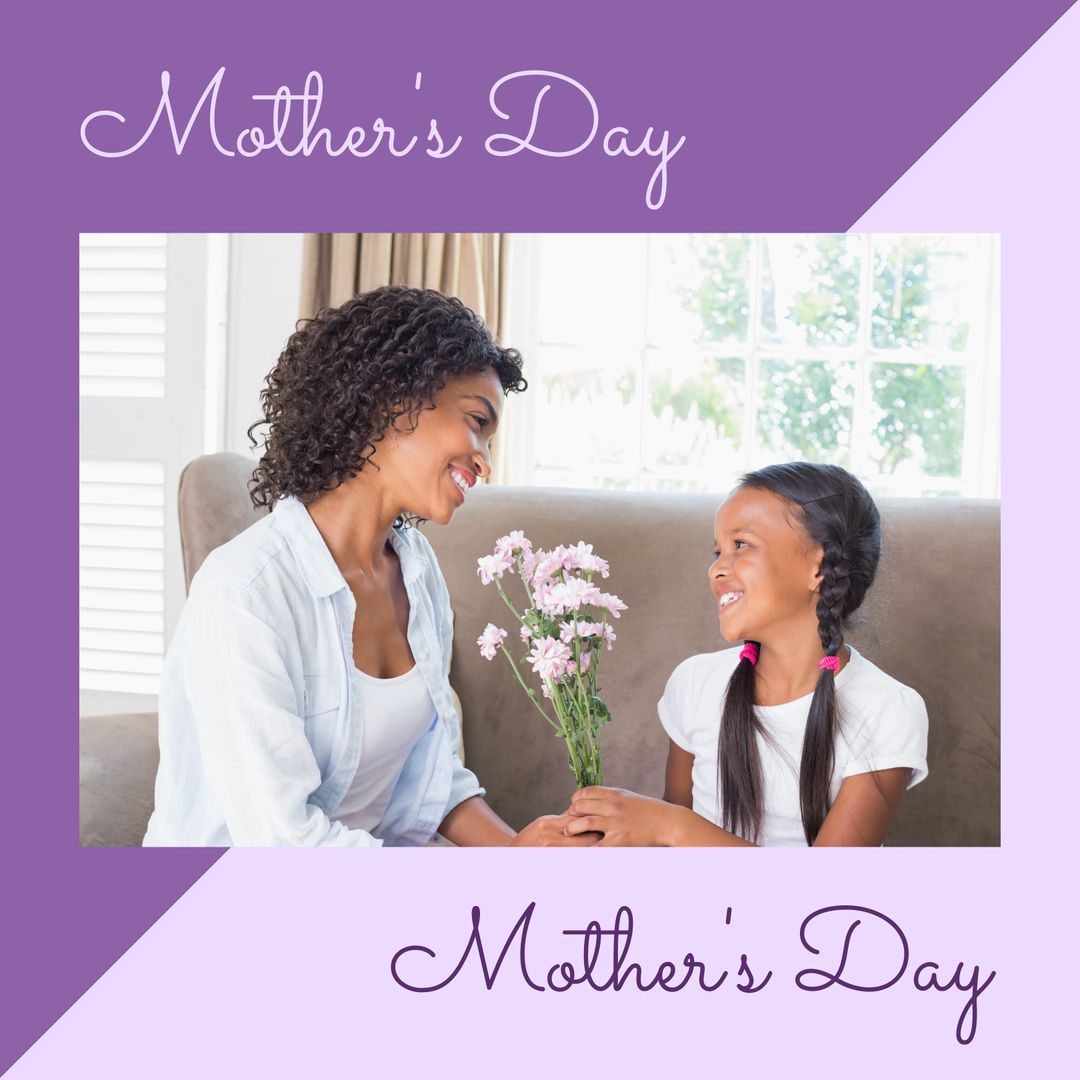 Mother Receiving Flowers from Daughter on Mother's Day