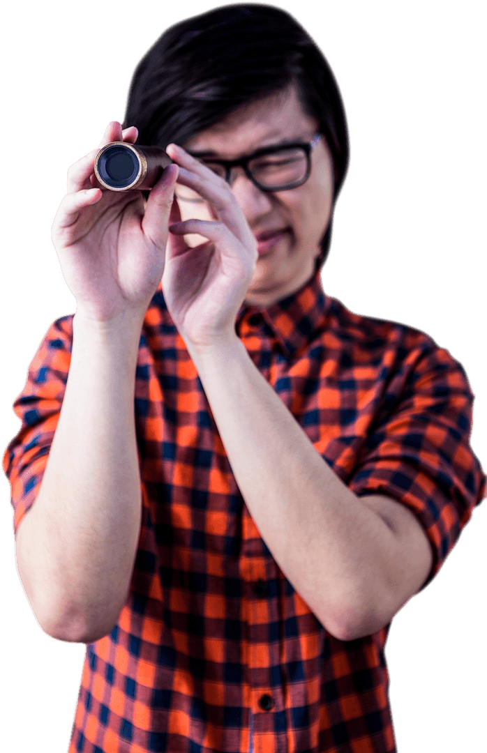 Hipster Looking Through Telescope Transparent Hip Hairstyle