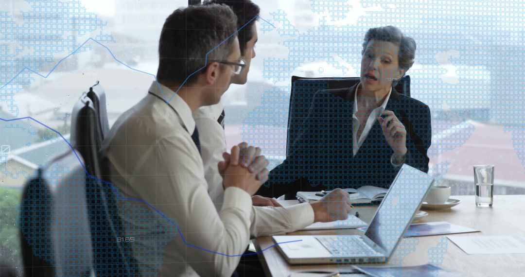 Global Business Meeting with Digital Overlay