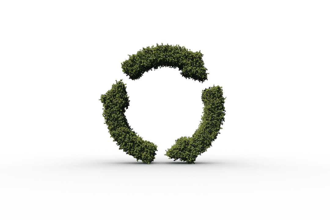 Eco-Friendly Circular Recycling Grass Symbol on Transparent Background