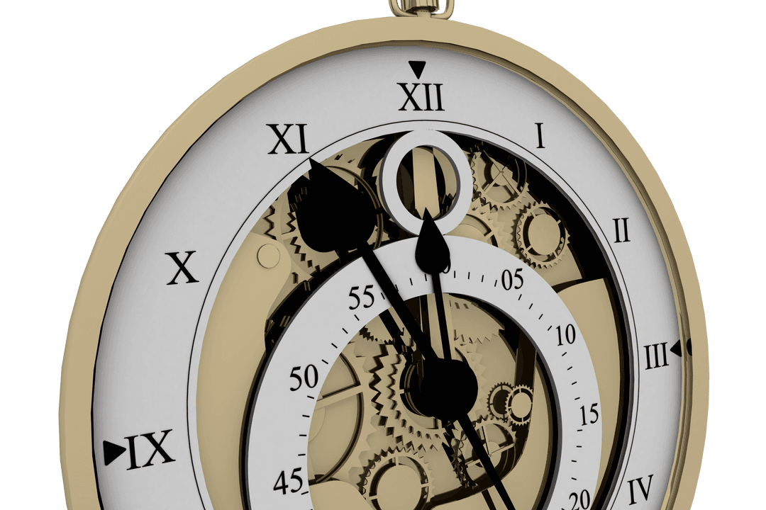 Transparent Antique Pocket Watch with Visible Mechanism Close-up