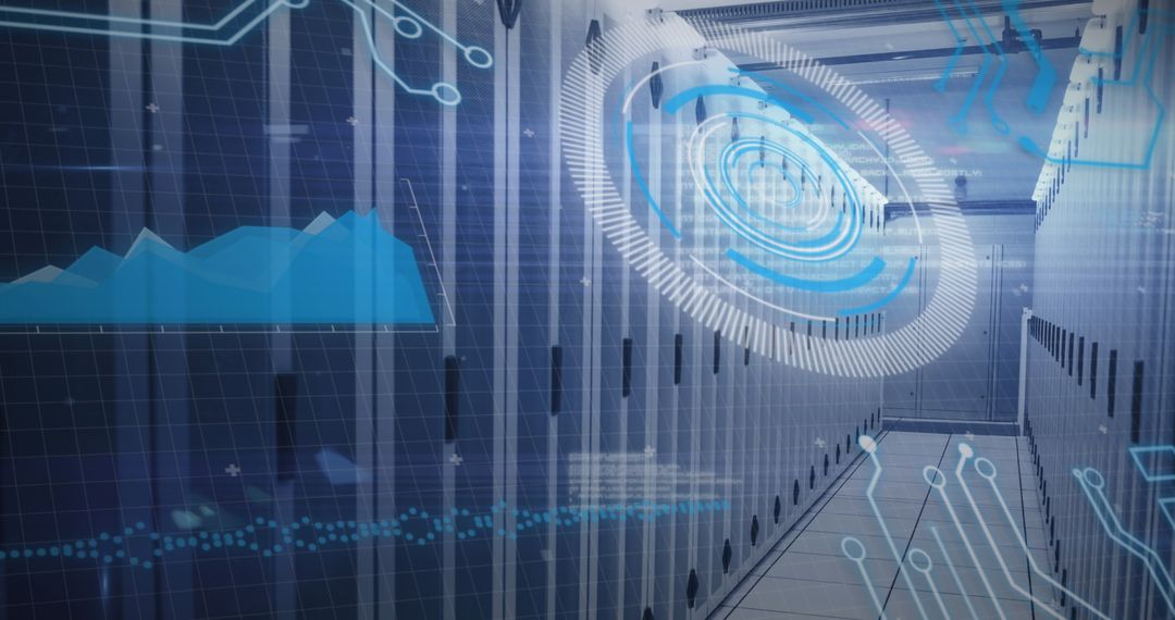 Futuristic Digital Interface Examining Data Servers