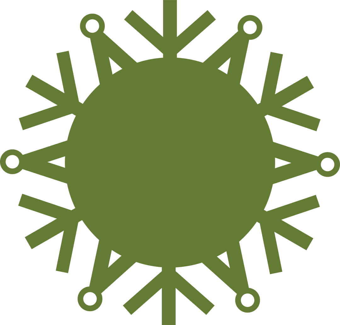 Green Snowflake Illustration on Transparent Background