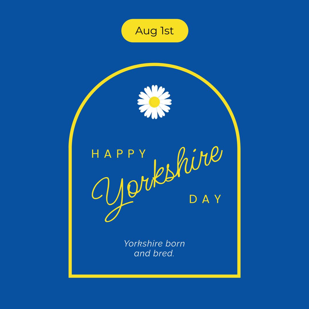 Yorkshire Day Celebration Design with White Flower and Message