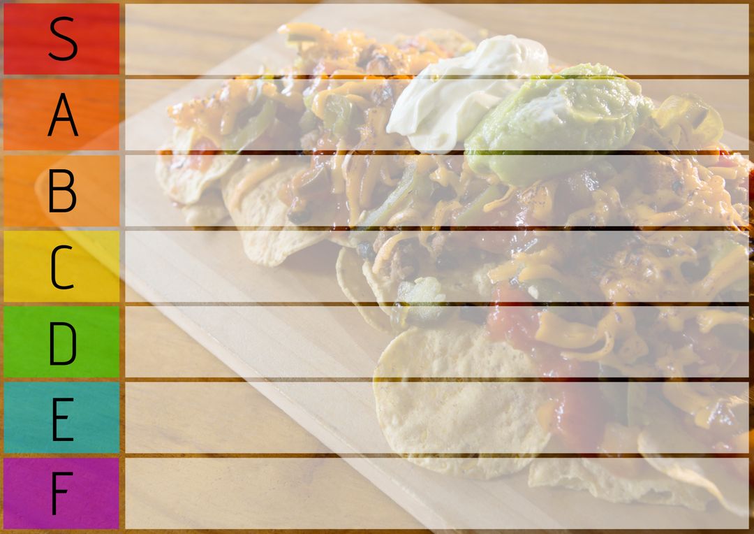 Taco with Colorful Grading Overlay for Culinary Reviews