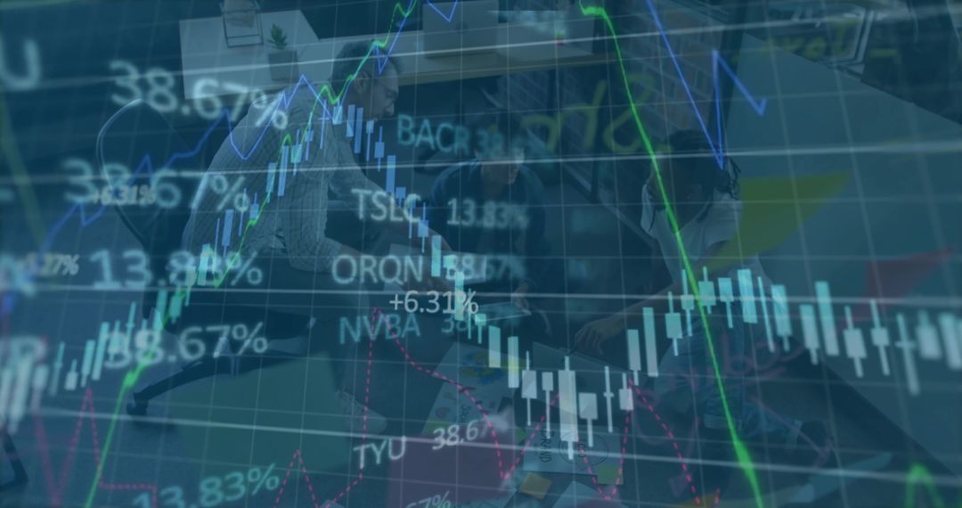 Business Professionals Analyzing Stock Charts in Modern Office
