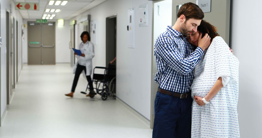 Supportive Couple in Hospital Facing Life Moments