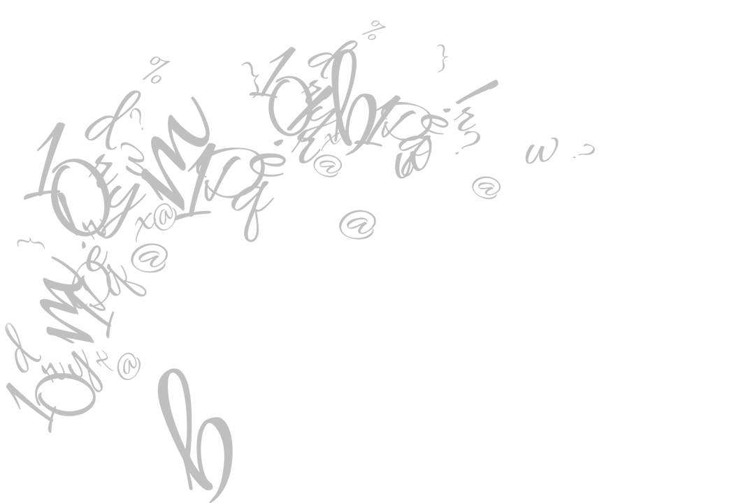 Abstract curved letters and symbols on transparent canvas