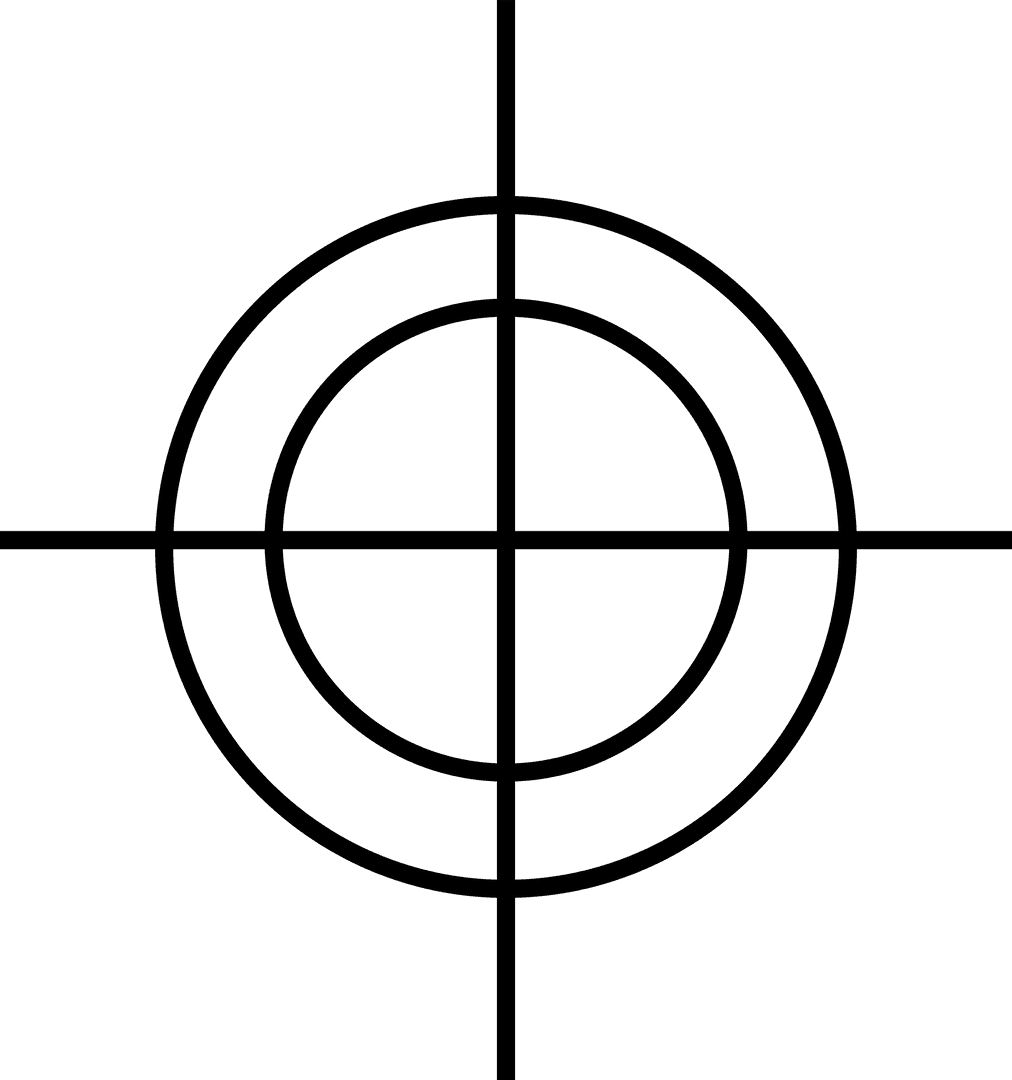 Transparent Target Reticle with Concentric Rings and Crosshair