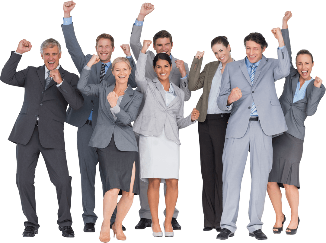 Transparent Triumphant Business Team Celebrating Achievement