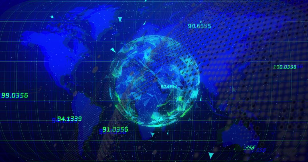 Futuristic Globe and Map Highlighting Global Data Innovation