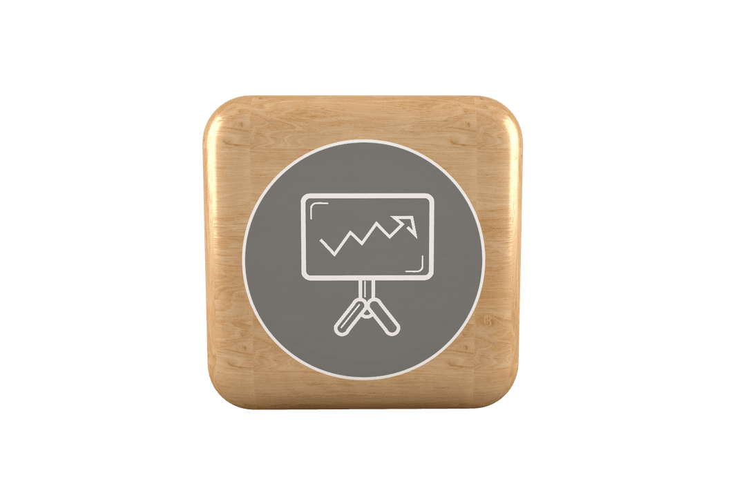 Transparent Graph Icon Displayed on a Wooden Block