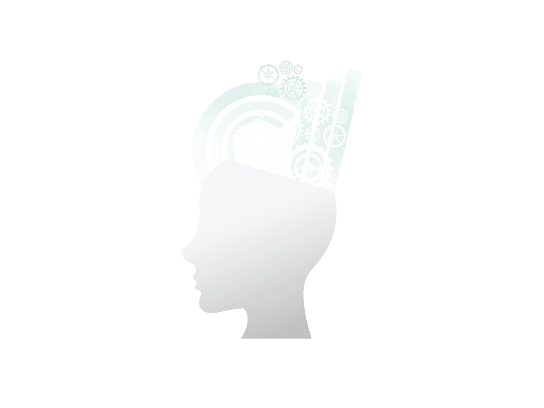 Transparent Head Silhouette with Gears Reflecting Creativity and Ideas