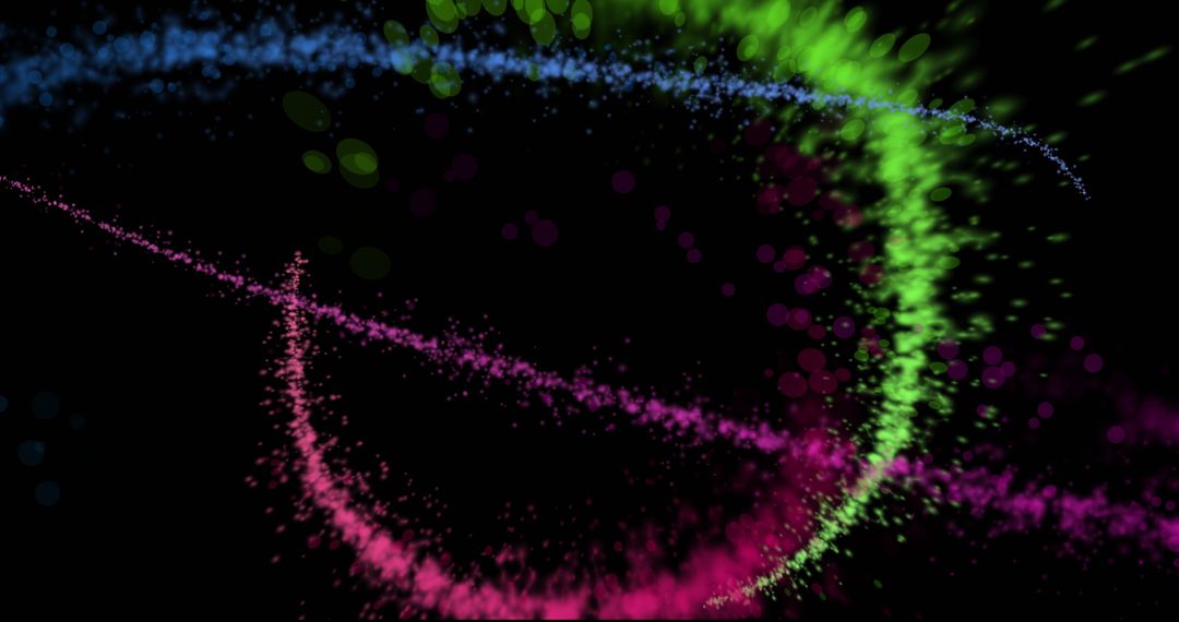 Colorful Particle Swirls on Dynamic Black Background