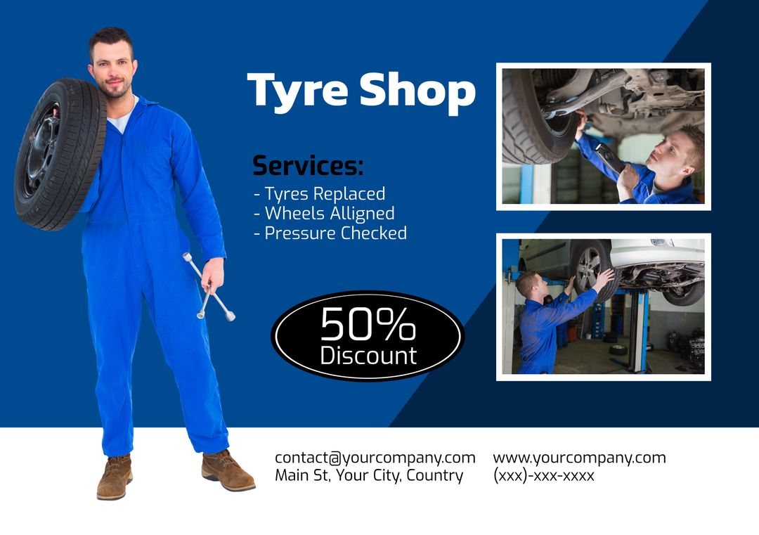 Professional Mechanic Promoting Tire Shop Services
