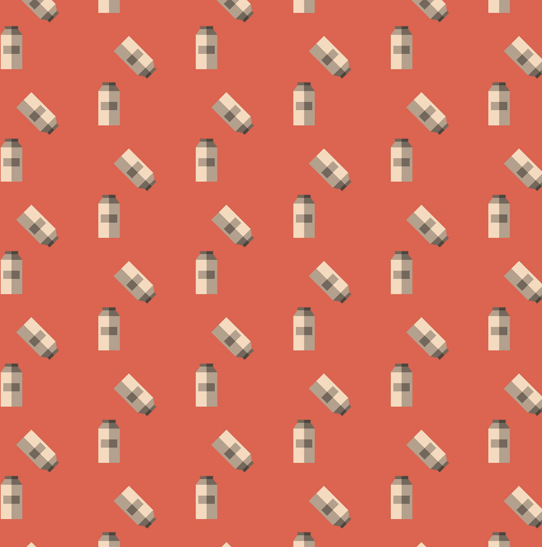 Seamless Transparent Bottle Pattern on Red Background