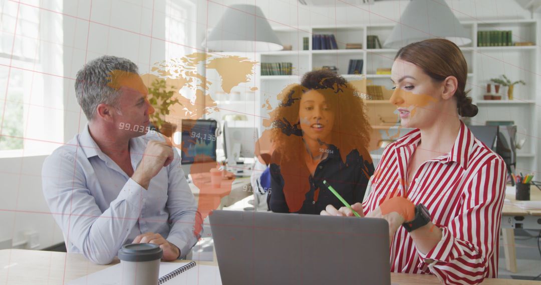 Diverse Team Discussing Global Business Concepts in Modern Office