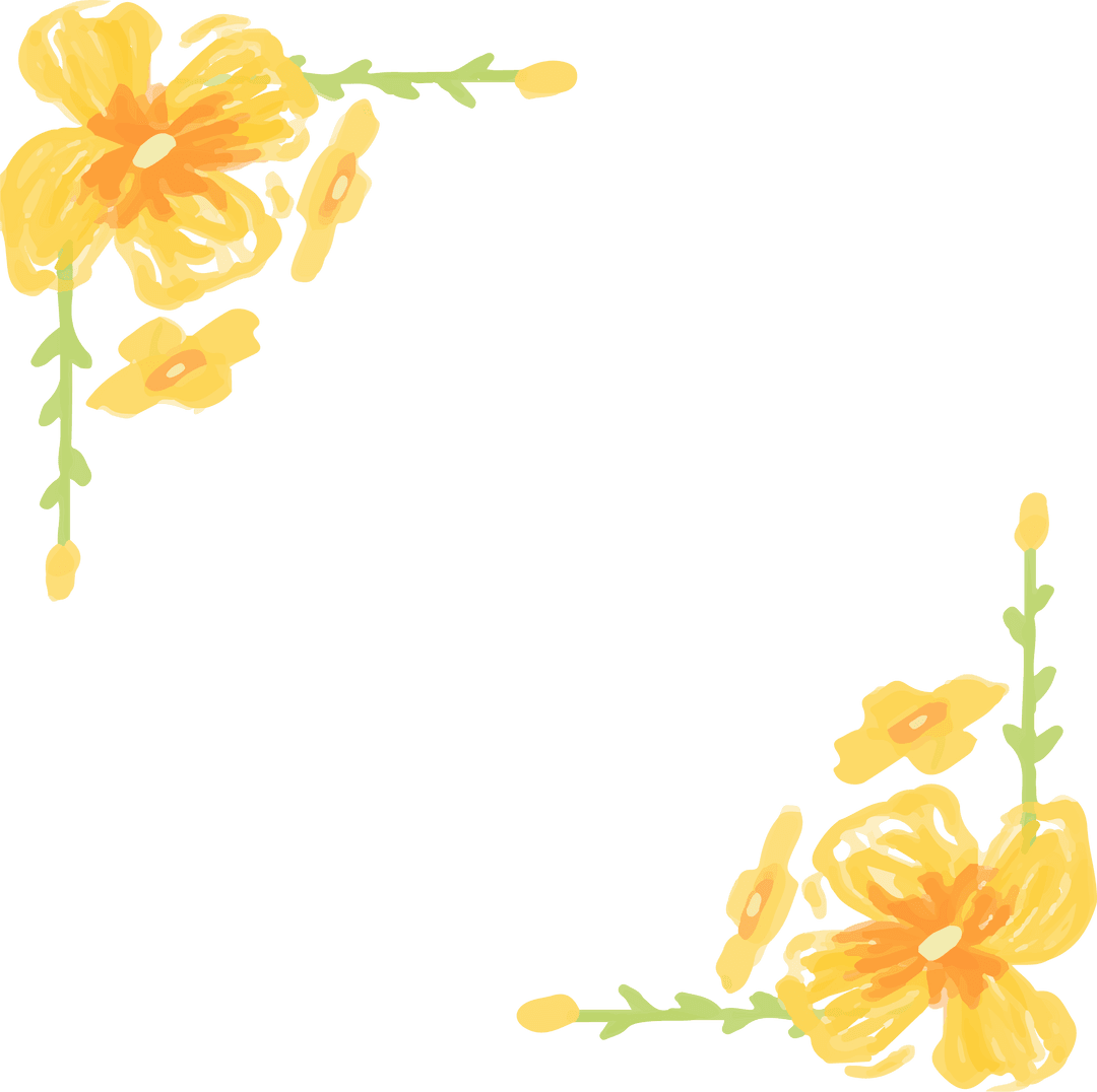 Hand-Drawn Yellow Floral Transparent Border Design