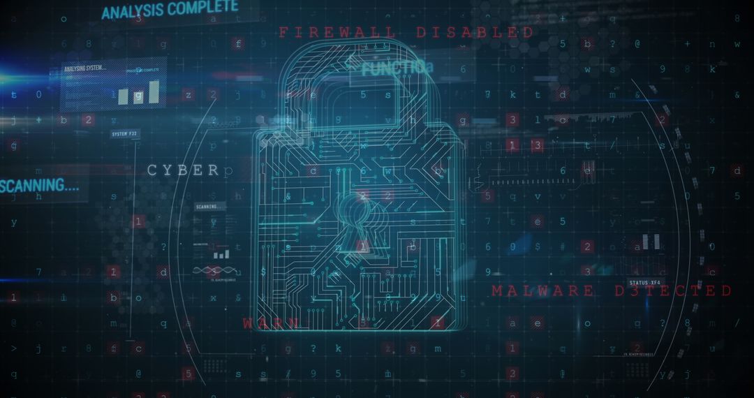 Cybersecurity Digital Concept with Circuit Board Padlock