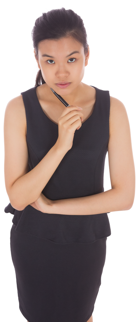 Confident Asian Businesswoman Holding Pen on Transparent Background - Download Free Stock Images Pikwizard.com