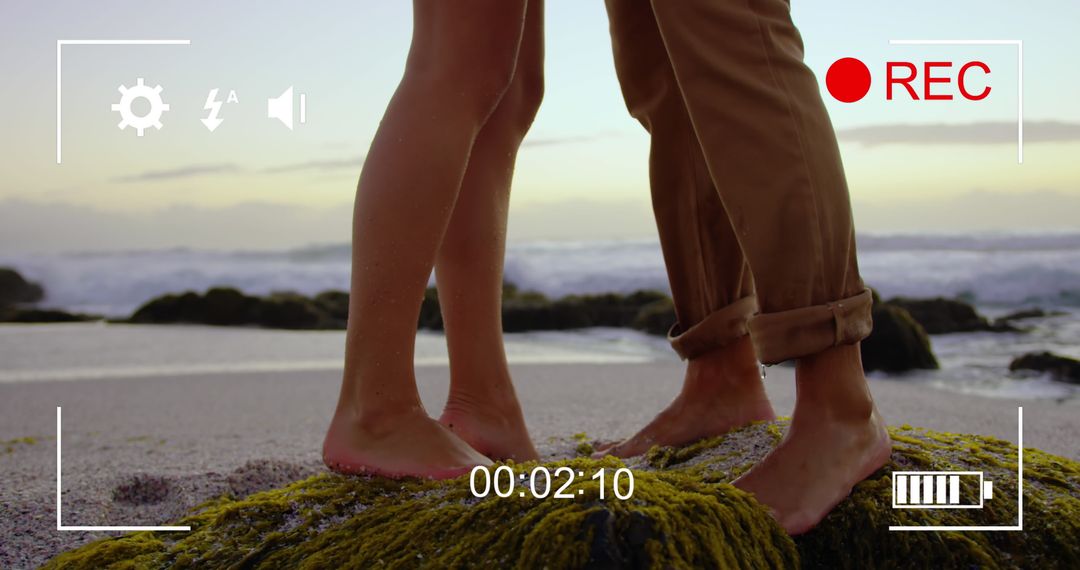 Romantic Couple Enjoying Beach Sunset Capture