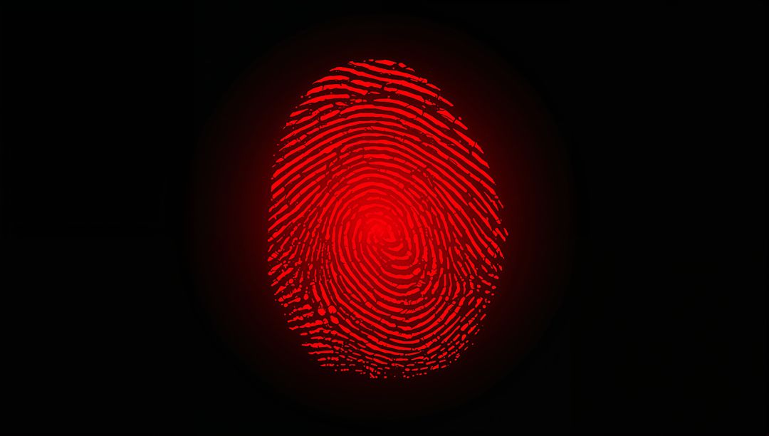 Glowing Red Fingerprint Biometrics Highlighting Identity Security and Digital Access