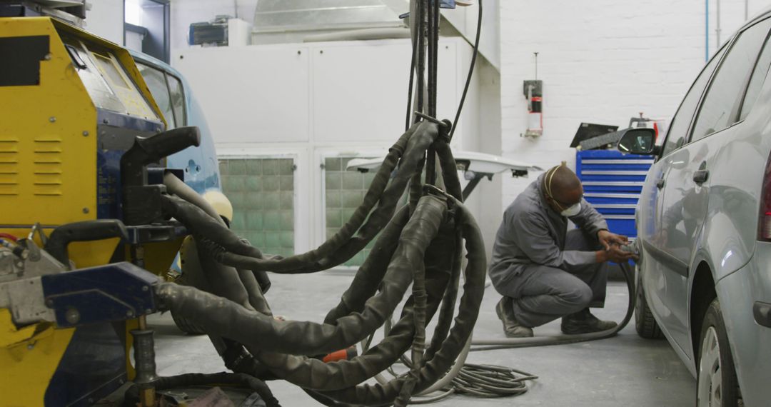 Mechanic Repairing Car at Auto Body Shop - Free Images, Stock Photos and Pictures on Pikwizard.com