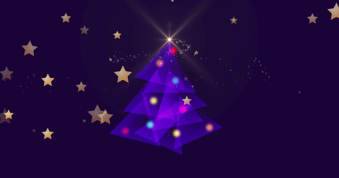 Digitally Rendered Christmas Tree with Falling Stars