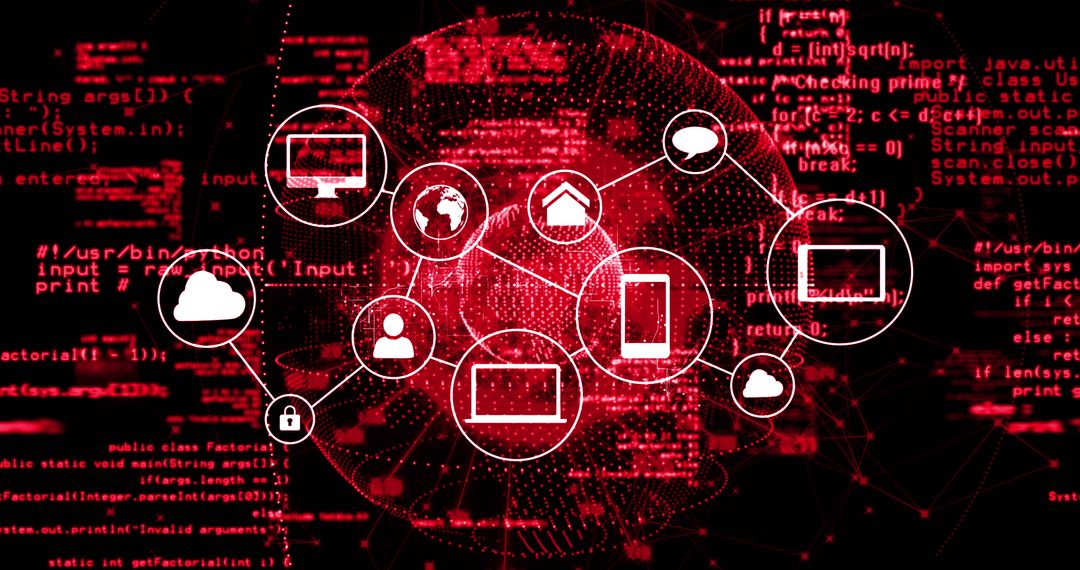 Futuristic digital connections overlapping binary code