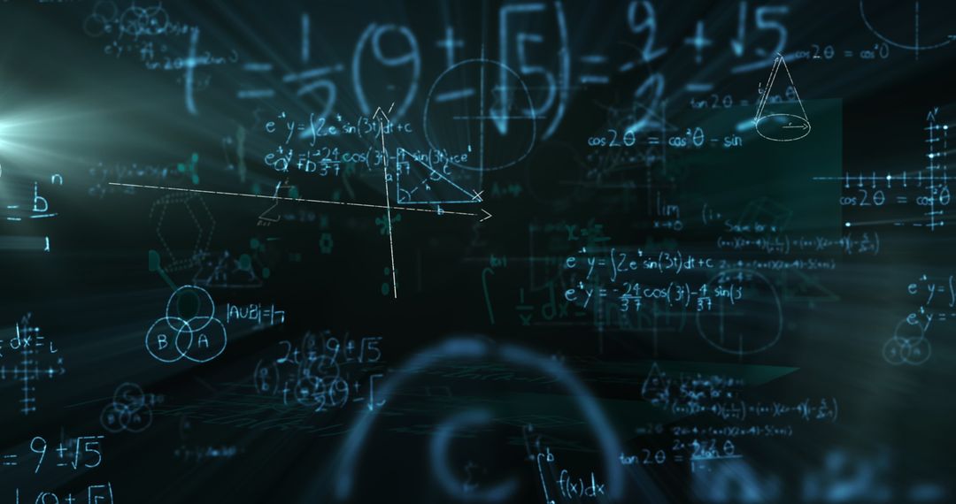 Digital Mathematical Equations on Black Background