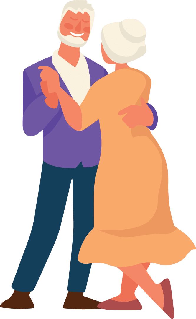 Joyful Senior Couple Dancing, Celebrating Life on Transparent Background