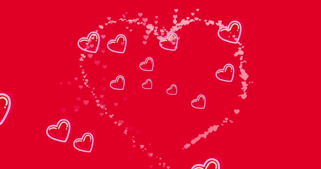 Floating Red Hearts on Vibrant Background