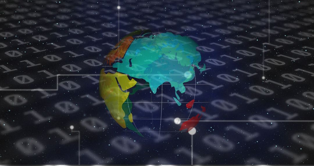 Digital globe with data processing and global connections