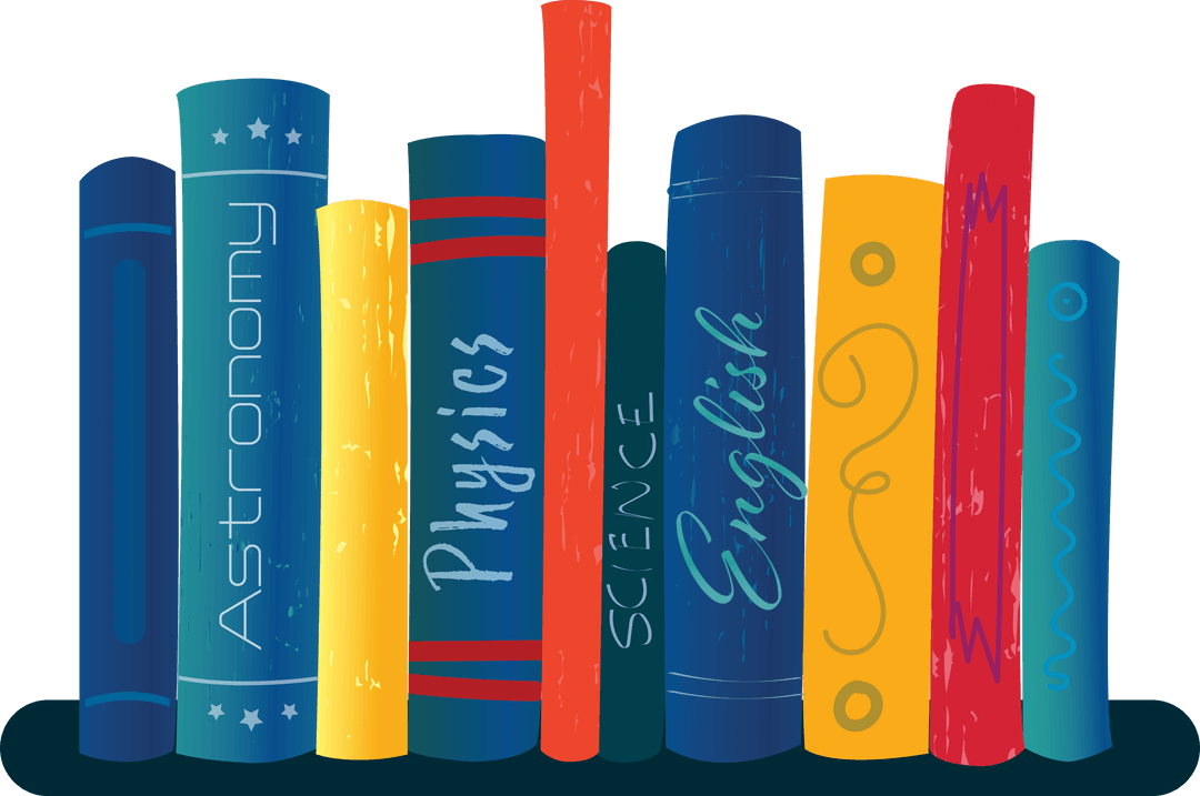 Colorful Educational Textbooks on Transparent Background Illustration