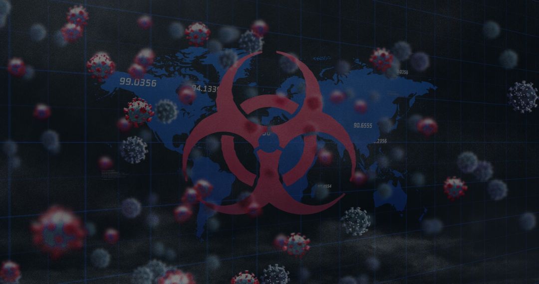 Global Danger Concept with Biohazard Symbol and COVID-19 Map