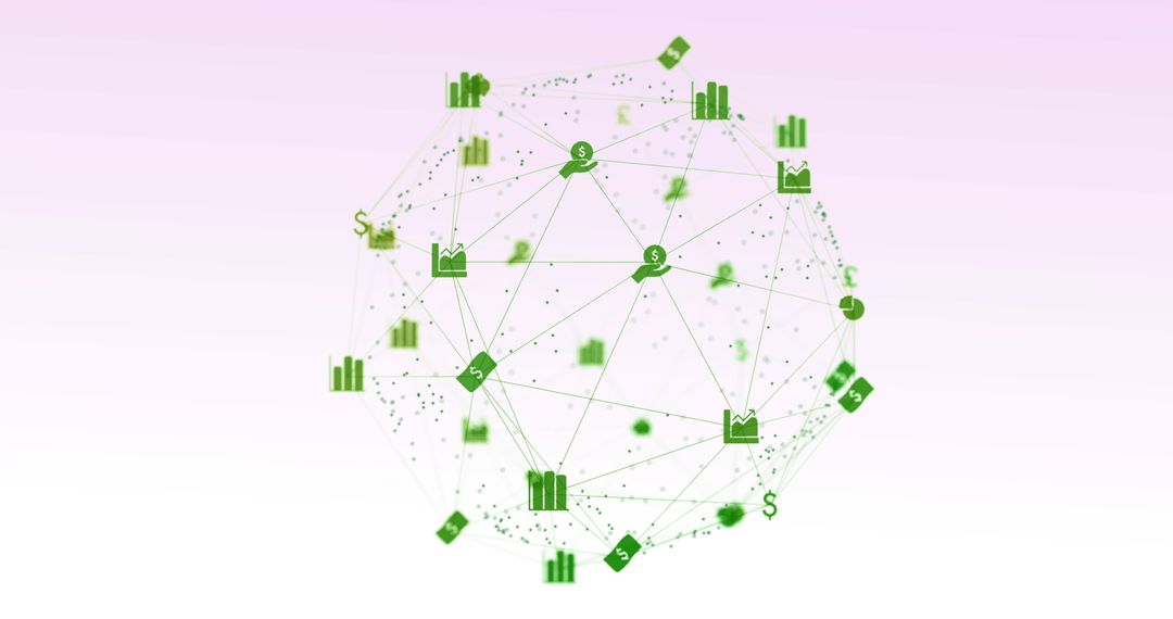Digital Network Globe with Finance and Technology Icons