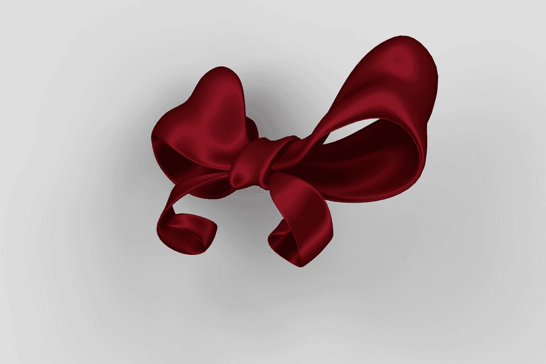 Glossy Red Ribbon Bow Illustration on Transparent Background