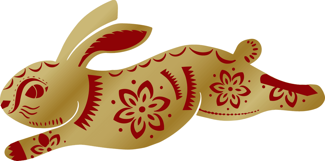 Decorative Golden Rabbit Icon on Transparent Background Celebrating Traditions
