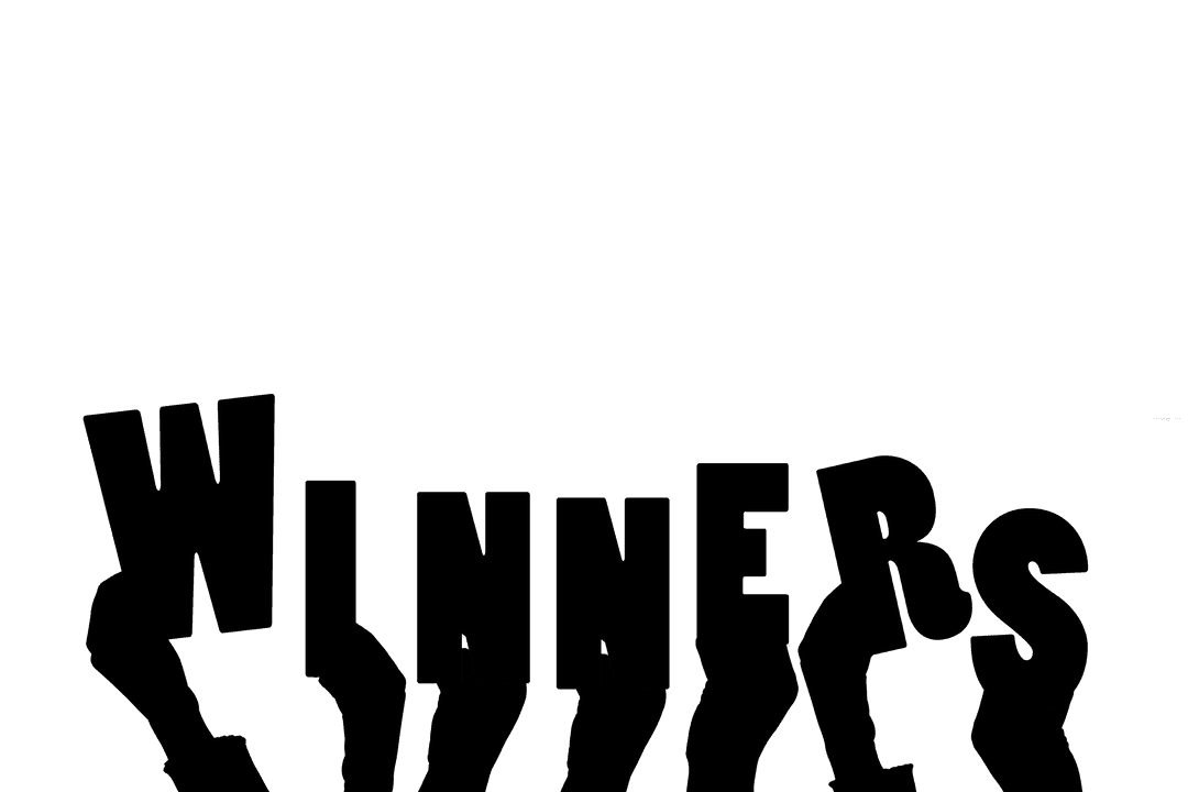 Hands Holding Winners Text in Transparent Design