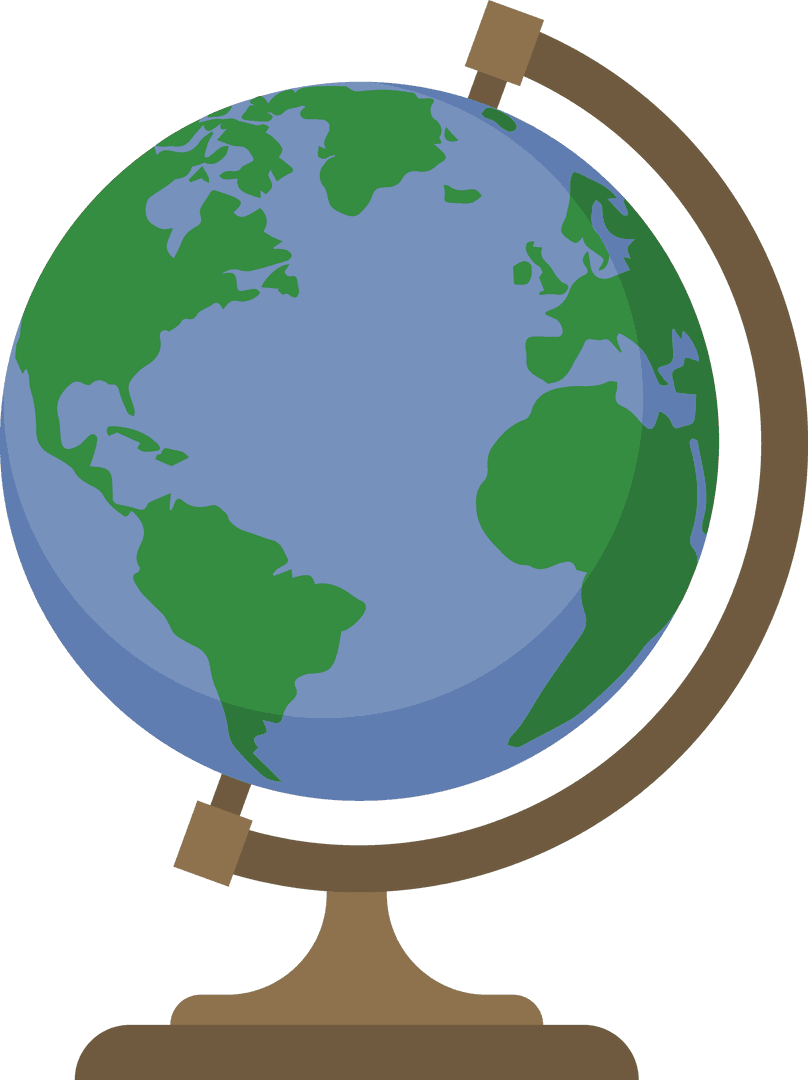 School Globe Illustration on Transparent Background