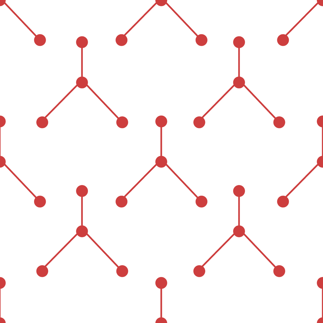 Red network connections pattern on transparent background