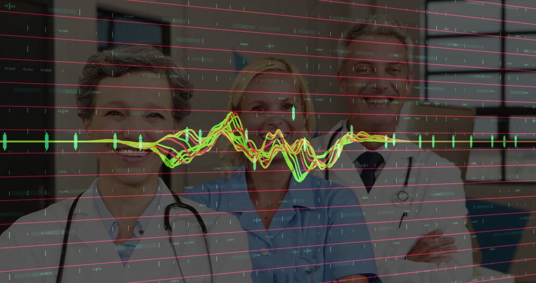 Medical Professionals Behind ECG Display Highlighting Expertise