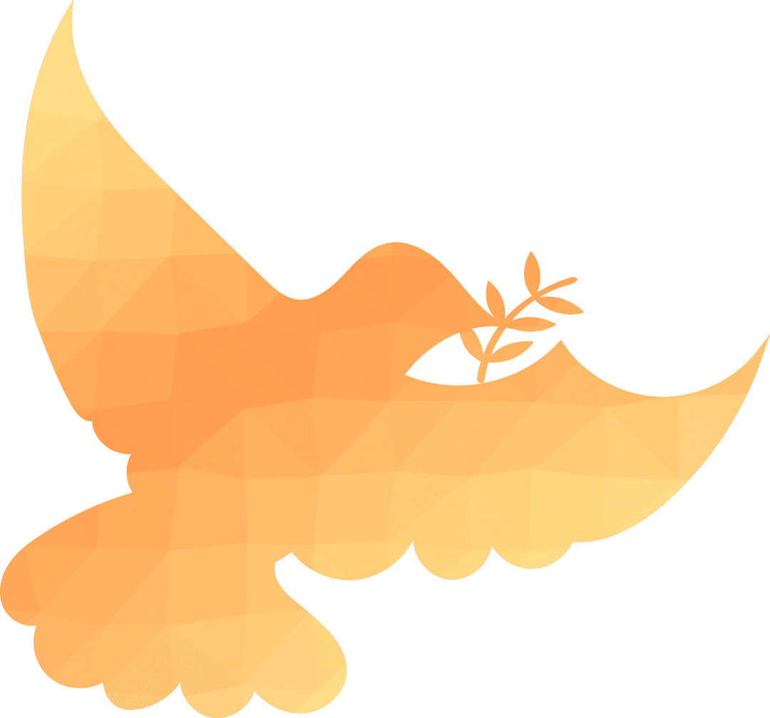 Orange Transparent Dove Silhouette with Geometric Detailing