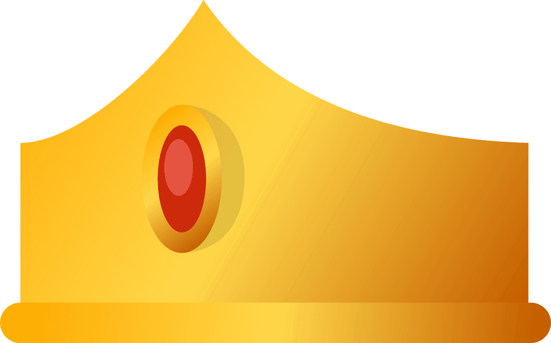Regal Golden Crown with Red Gem on Transparent Background