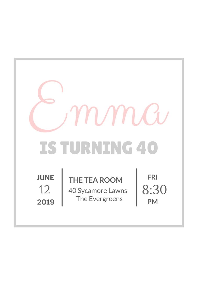 Elegant milestone birthday invitation with soft script