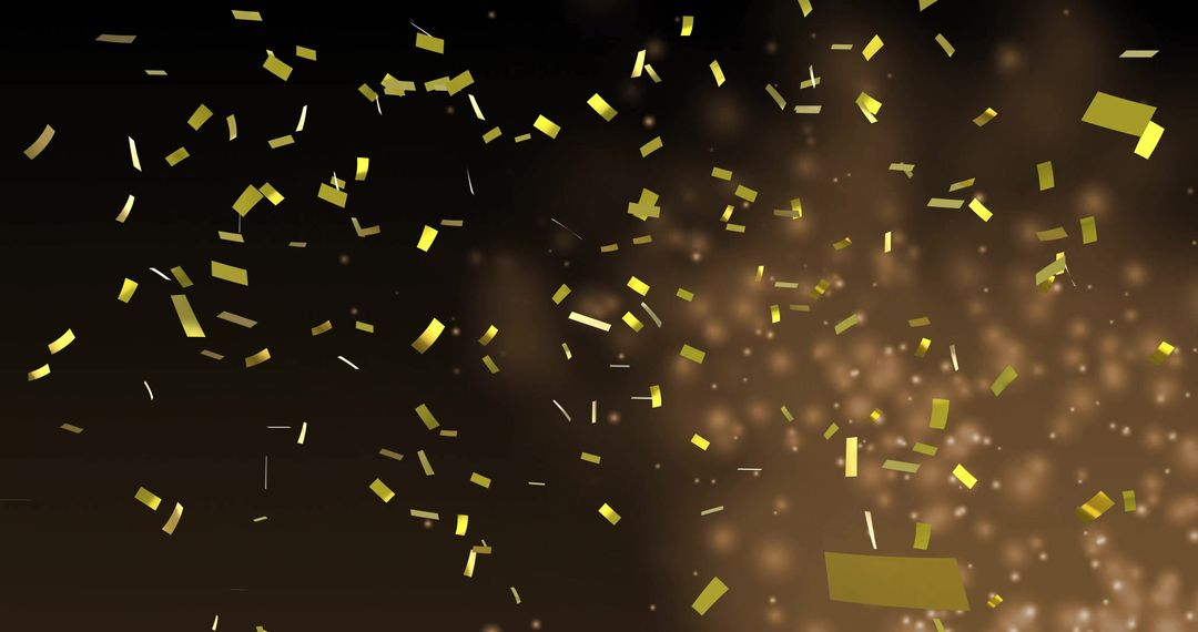 Golden Confetti Falling with Glowing Sparks on Dark Background