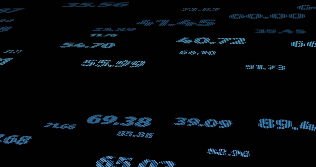 Floating Financial Data on Black Background Representing Global Networks