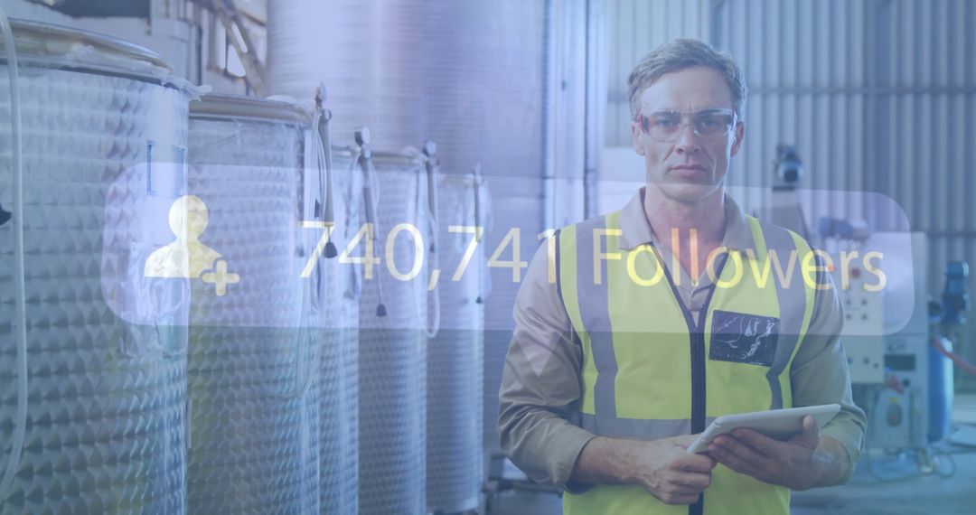 Factory Worker Monitoring Digital Engagement on Tablet
