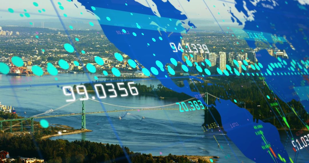 Global Business Concept with Cityscape and Digital Data