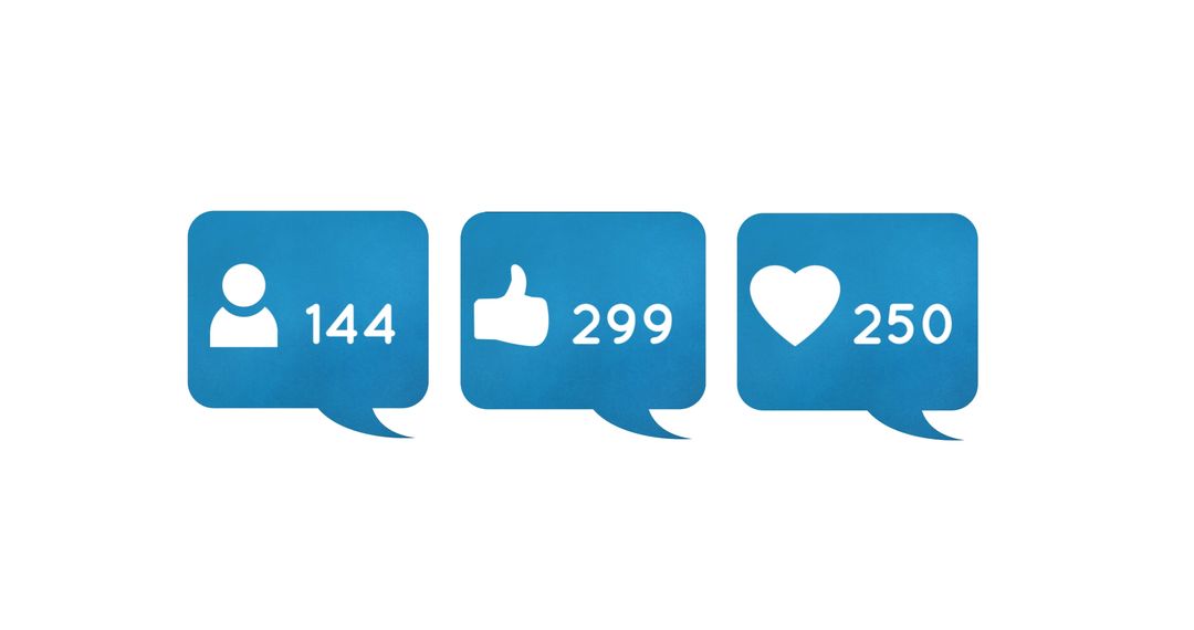 Social Media Interaction Icons with Numbers